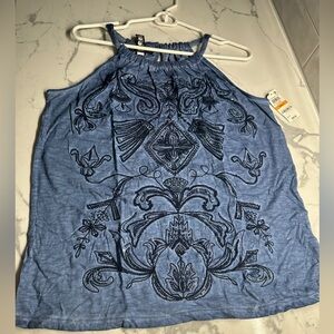 INC international concepts 100% cotton blue sequin Paisley halter NWT size small